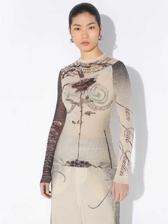 Jean Paul Gaultier Tops - JEAN PAUL GAULTIER THE TATTOO ROSE AND BIRD TOP